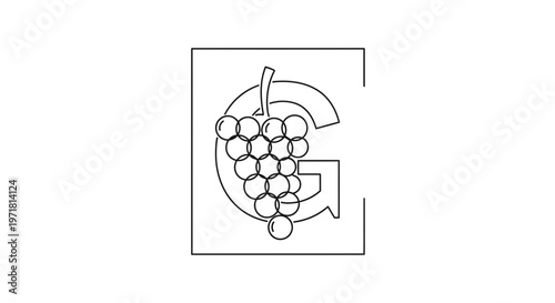 Grapevine Logo with Letter G and Grapes - Vector Art