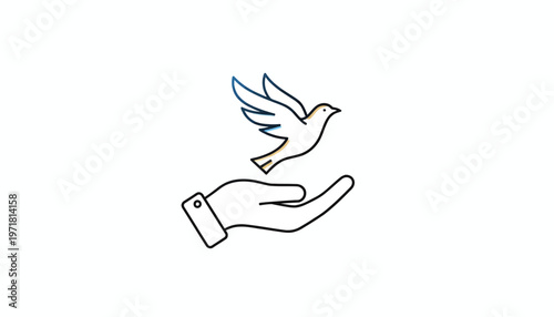 Hand Releasing Dove Bird Freedom Hope Peace Symbol Icon