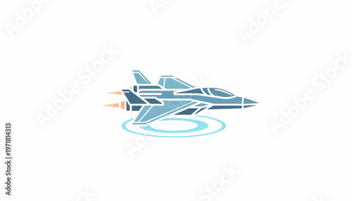 Futuristic Jet Fighter Aircraft with Energy Ring and Exhaust Flames