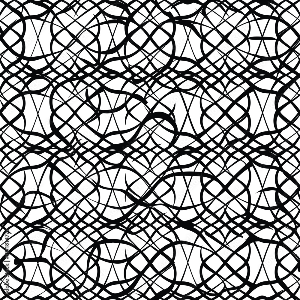 Obraz premium Black Intertwined Wavy Lines Pattern.