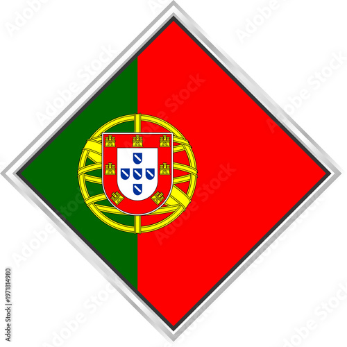 Colored Flag of Portugal with Emblem in a Diamond Frame Free Download Colored Flag of Portugal with Emblem in a Diamond Frame - GFXLoad