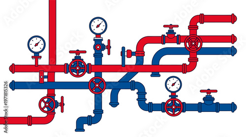 Industrial pipes and valves system.