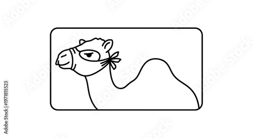 Funny Cartoon Camel Face with Harness and Tie, Desert Animal Illustration