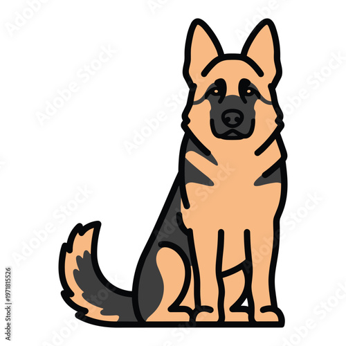 A cartoon german shepherd dog sitting down