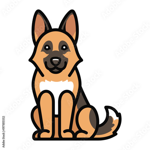 A cartoon german shepherd dog sitting down