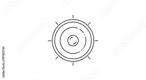 Abstract Geometric Target Symbol, Concentric Circles, Radial Lines, Minimalist Design