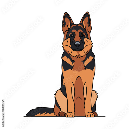 A pixel art image of a german shepherd dog sitting