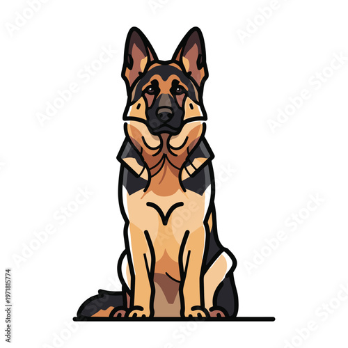 A german shepherd dog sitting on the ground