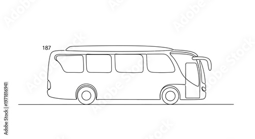 Line Drawing of a Modern Minibus or Shuttle Van
