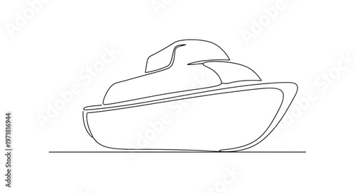 Minimalist Line Art Drawing of a Modern Yacht on a White Background