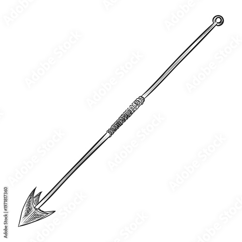 Tableau sur toile Png vintage fishing harpoon illustration, transparent background