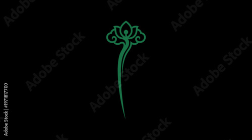 Elegant Green Hairpin against a Black Background
