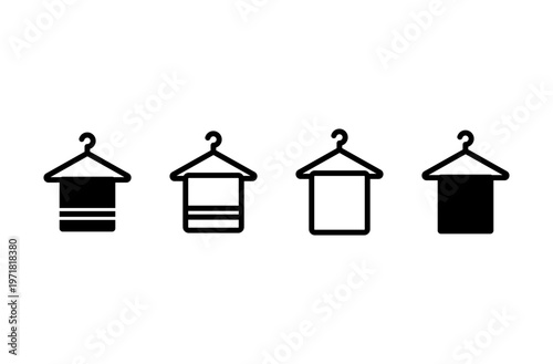 옷걸이에 걸려 있는 수건 아이콘 세트