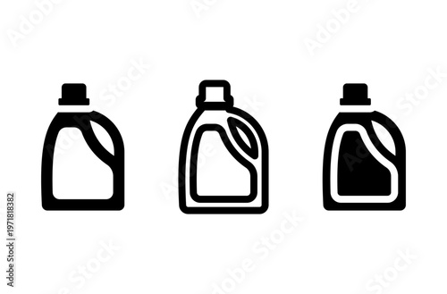 액체 세탁 세제 청소용품 아이콘 세트