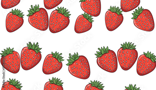 Vector Illustration of Fresh Strawberries in a Repeated Pattern for Food, Fruit, and Nature-Themed Designs