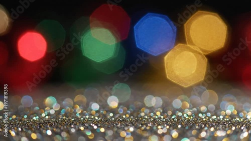 Festive holiday bokeh glitter background with shimmering lights and abstract colorful highlights