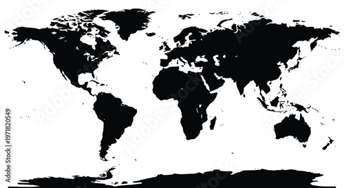 A detailed view of the earth's landmasses and oceanic boundaries