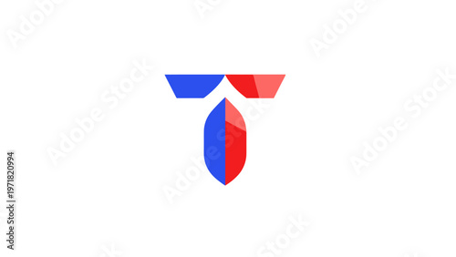 Free Download Abstract geometric emblem modern design in red and blue colors on white - GFXLoad