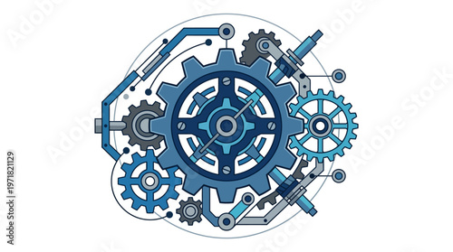 Interconnected Gears and Mechanical Components.