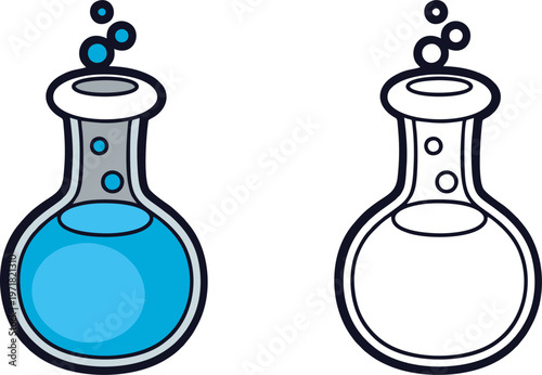 Laboratory Flask Chemical Liquid Science Icon Vector Illustration
