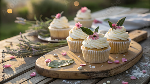 Delicious Cupcake Topped with White Cream Frosting