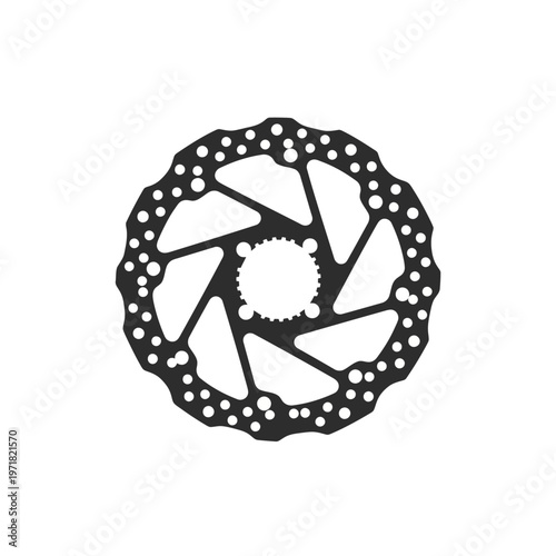 Minimalist mountain bike disc brake rotor vector icon, essential component for cycling safety and performance graphics