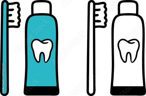 Toothbrush And Toothpaste Dental Care Hygiene Icon Vector