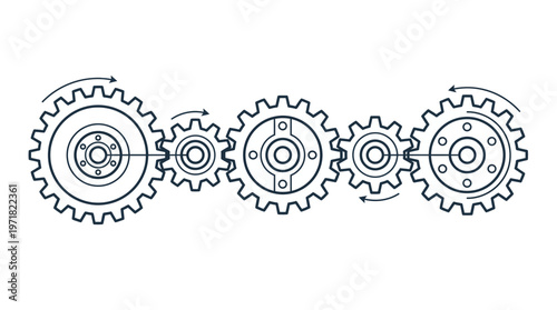 Interlocking gears mechanism system.