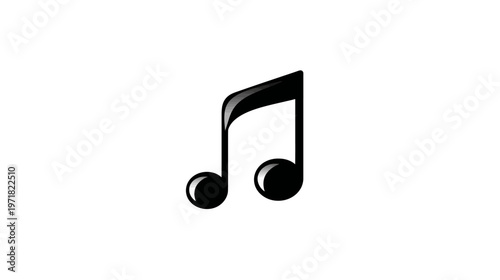 Black Eighth Note Musical Symbol Isolated on White. Concept of Melody, Sound, Music, Rhythm, and Audio Playback.