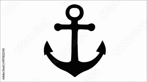Classic black anchor silhouette on a clean white background, representing nautical themes, stability, marine, and security.