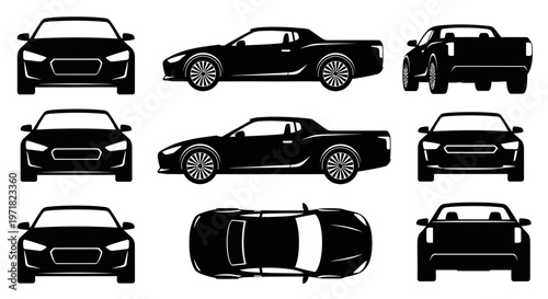 Car Silhouettes: Multiple Views of a Modern Sports Car