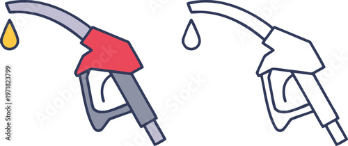 Gasoline Fuel Pump Nozzle with Oil Drop Illustration