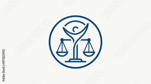 Abstract Scales of Justice with Human Figure