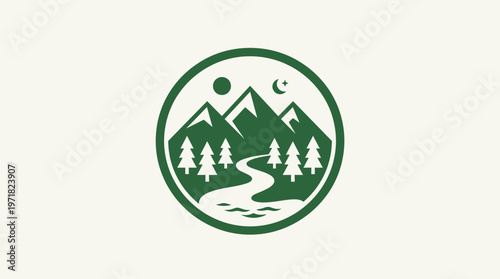 Green Mountain River Circle Emblem