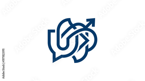 Abstract Blue Logo Symbolizing Communication and Growth