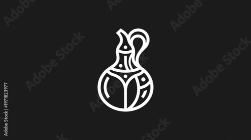 Stylized Ancient Jug Emblem on Black Background