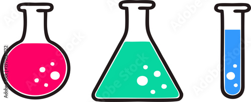 Science Laboratory Glassware Set with Round and Erlenmeyer Flasks