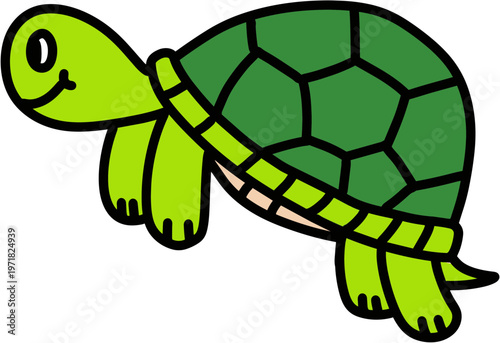 Cute sea turtle doodle style clipart isolated on white