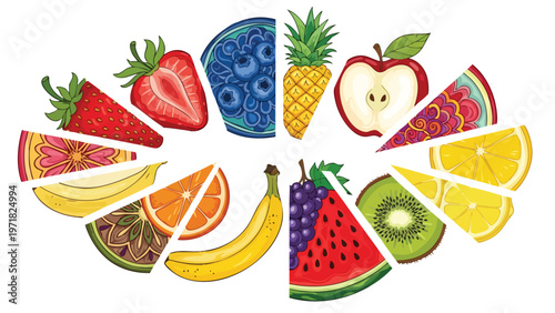 Vibrant Fruit Slices & Patterns - Healthy Food & Design Elements for Commercial Use