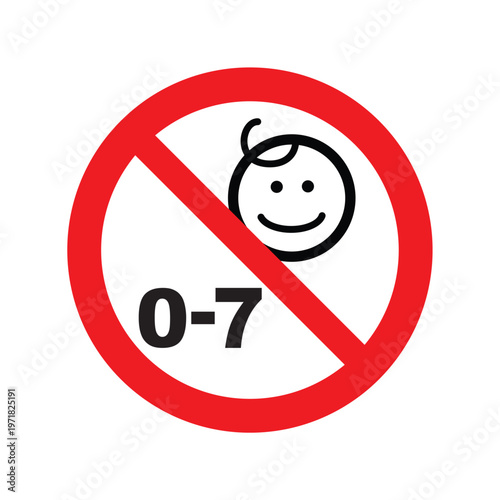 No Children Age 0–7 Icon Showing Restriction For Young Children In Supervised Or Dangerous Areas