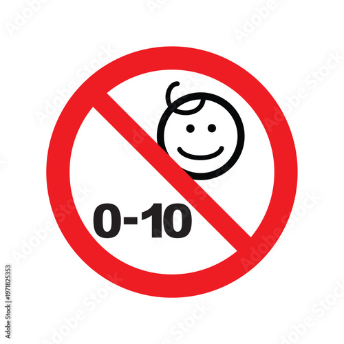 No Children Age 0–10 Icon Indicating Restriction For Young Children In Controlled Or Hazardous Areas