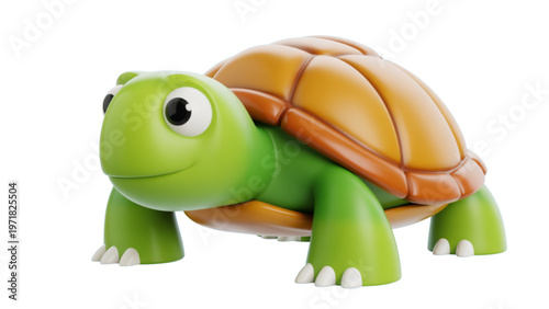 A cheerful cartoon turtle with a green shell and smiling face Vector