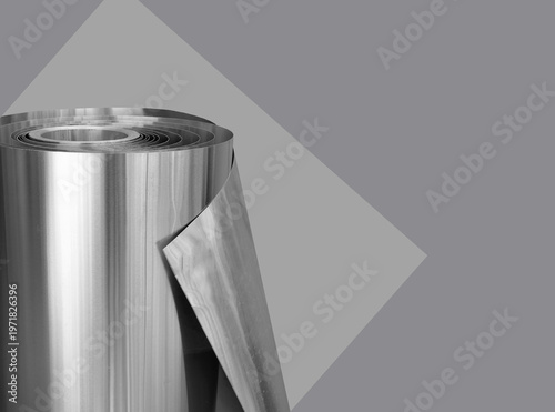 a thin aluminum roll with composition and empty space for text.