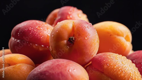 Closeup of Ripe Apricots Being Drizzled with Syrup.