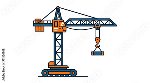 Large construction crane with hook.