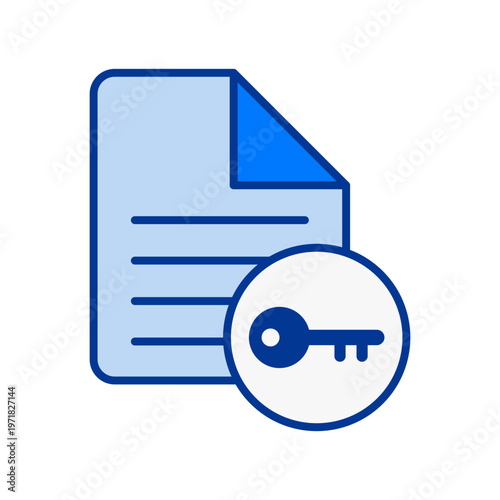 Secure document file icon with key symbol protection access concept clean outline and solid style