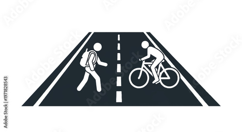 Road signs, bicycle lane, pedestrian path, traffic symbol, road marking