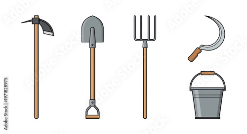 Garden tools on white background.