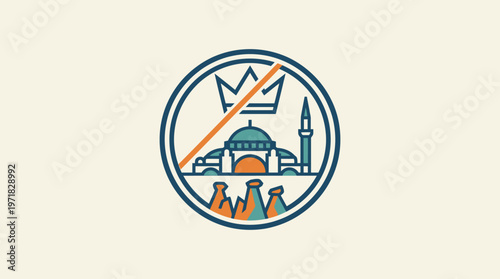 Abstract Icon of Hagia Sophia and Cappadocian Landscape