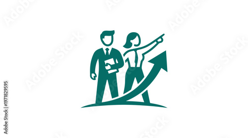 Business Team Pointing Towards Growth